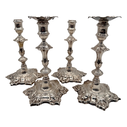 110 - Four George II Solid Silver Candlesticks Approximately 9