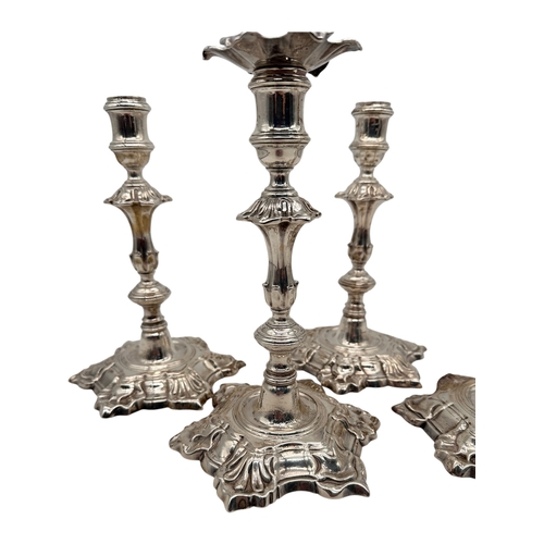 110 - Four George II Solid Silver Candlesticks Approximately 9