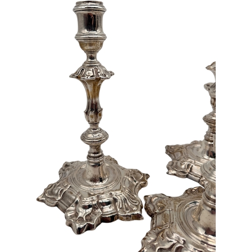 110 - Four George II Solid Silver Candlesticks Approximately 9