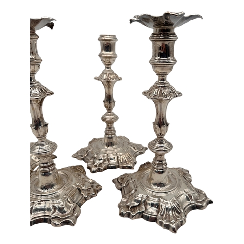 110 - Four George II Solid Silver Candlesticks Approximately 9