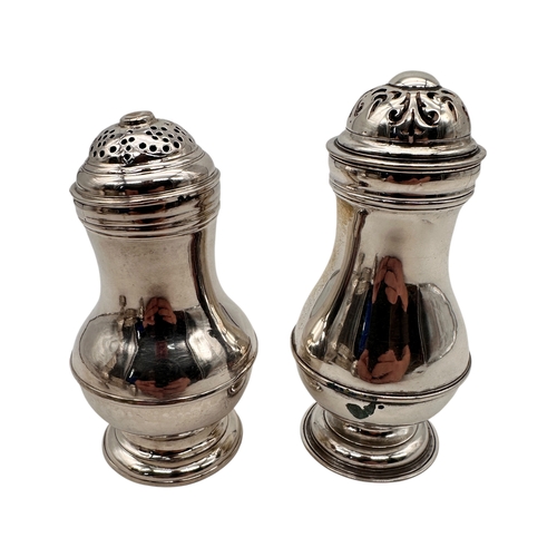 77 - Two George II Silver Sugar Casters. Both Hallmarked London, 1727,1734. 222g