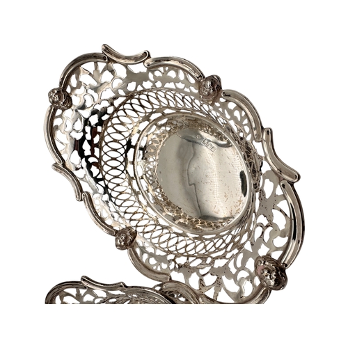 81 - Pair of Pierced Silver Dishes Hallmarked London 1906 by Sibray, Hall & Co Ltd (Charles Clement Pilli... 