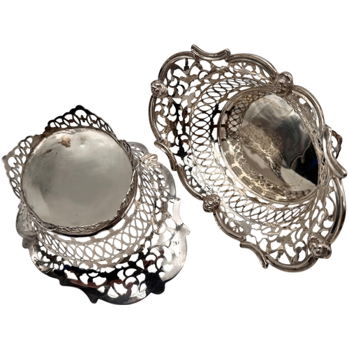 81 - Pair of Pierced Silver Dishes Hallmarked London 1906 by Sibray, Hall & Co Ltd (Charles Clement Pilli... 