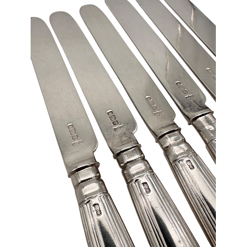 83 - Det of Six Full Silver Knives, Hallmarked Sheffield 1903 by Mappin & Webb. 335g