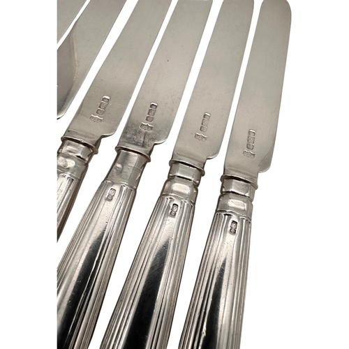 83 - Det of Six Full Silver Knives, Hallmarked Sheffield 1903 by Mappin & Webb. 335g