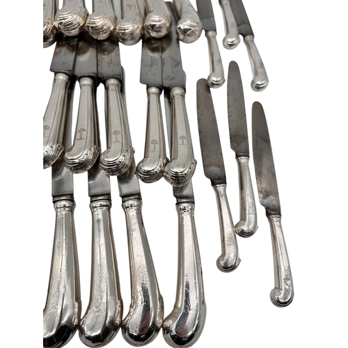 87 - 48 Antique Silver Handled Knives. Gross Weight 4kg