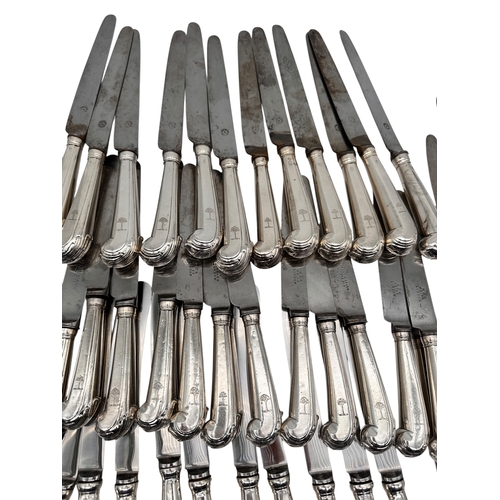 87 - 48 Antique Silver Handled Knives. Gross Weight 4kg