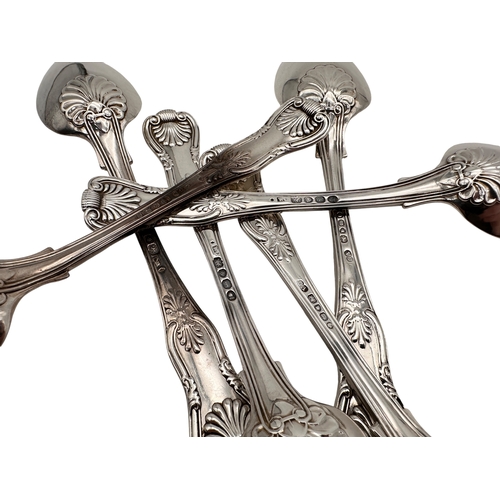88 - Set of Six Georgian & Victorian Hallmarked Silver Dessert Spoons. 378g