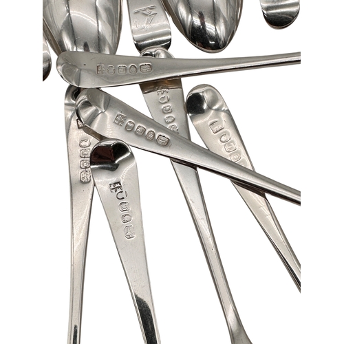 94 - Set of Twelve Georgian Hallmarked Silver Dessert Spoons. London 1799/1802 by William Eley I & Willia... 