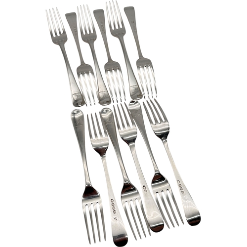 95 - Set of Twelve Georgian Hallmarked Silver Dessert Forks. London 1808. 430g