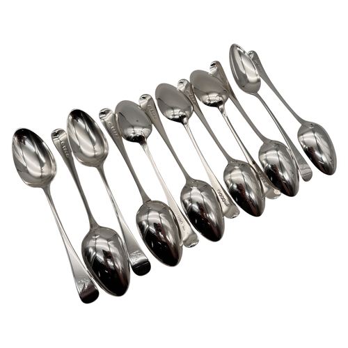 97 - Set of 12 Georgian Hallmarked Silver Serving Spoons. London 1796/97. 725g