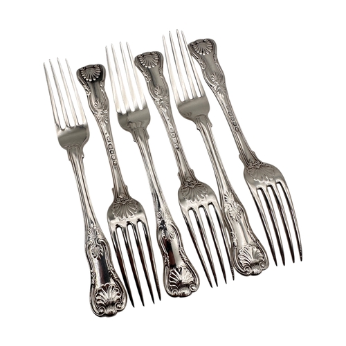 99 - Set of Six Double Stamped Georgian Kings Pattern Dessert Forks. London Hallmarks.