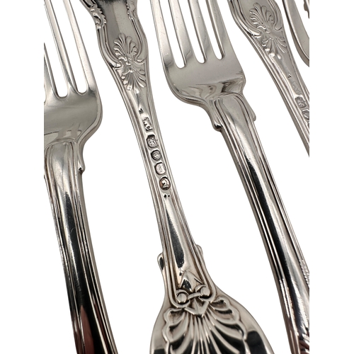 99 - Set of Six Double Stamped Georgian Kings Pattern Dessert Forks. London Hallmarks.