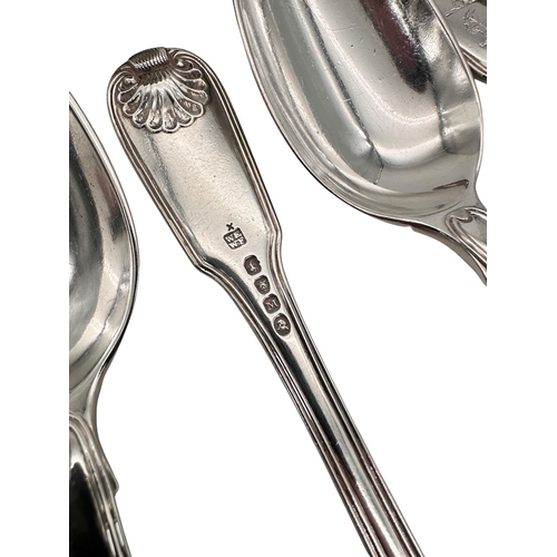 103 - Set of 12 Georgian Hallmarked Silver Serving Spoons. 1245g