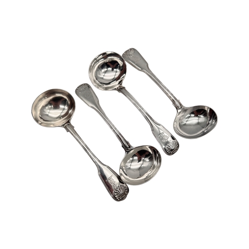 106 - Set of 4 Small Hallmarked Silver Georgian Serving Ladles. 370g