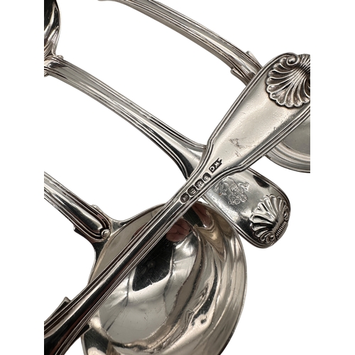 106 - Set of 4 Small Hallmarked Silver Georgian Serving Ladles. 370g