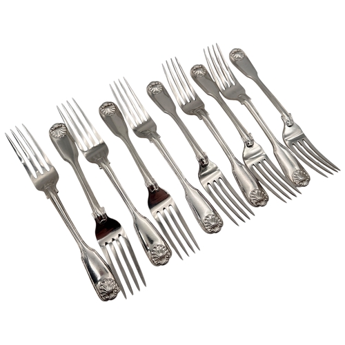 108 - Set of 10 Georgian Hallmarked Silver Dessert Forks. 620g