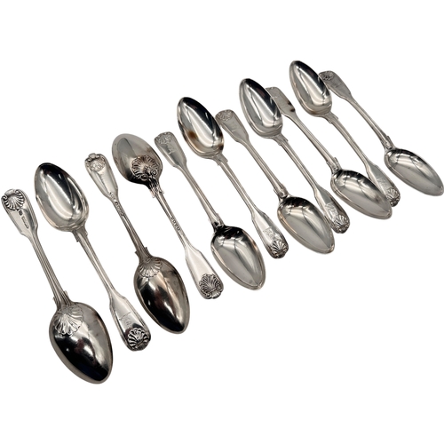 109 - Set of 11 Hallmarked Silver Victorian & Georgian Dessert Spoons 675g