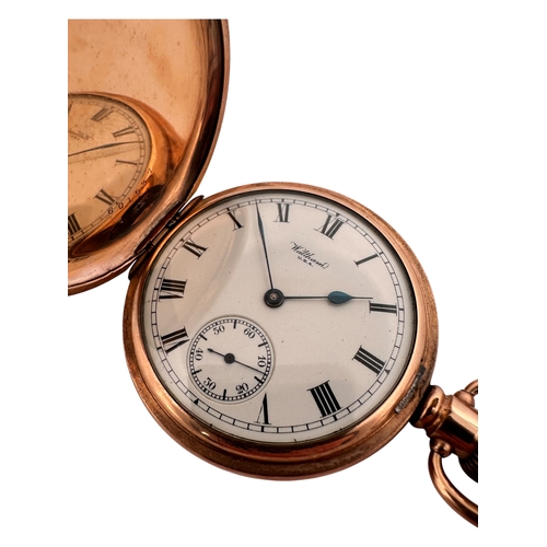 175 - Waltham Traveler, Full Hunter Pocket Watch. Gold Plated Dennison 'Moon' Case. Watch is Ticking.