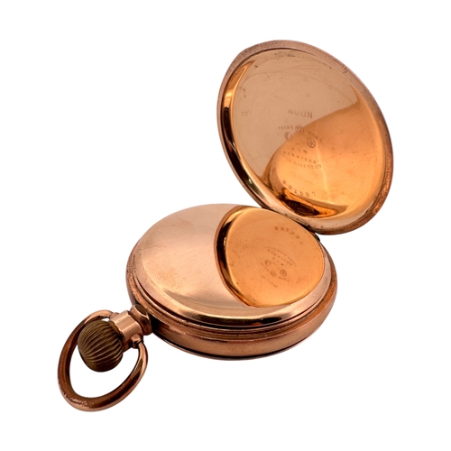 175 - Waltham Traveler, Full Hunter Pocket Watch. Gold Plated Dennison 'Moon' Case. Watch is Ticking.