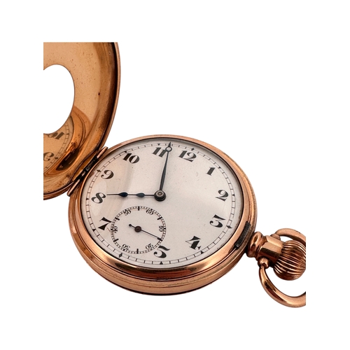 176 - Half Hunter Pocket Watch, Gold Plated Dennison 'Star' Watch Case. Watch is Ticking