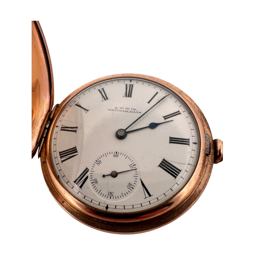 178 - Waltham Mass Full Hunter 'Traveler' Pocket Watch in Gold Plated C.W.C.Co 'Planet' Case. Watch is Tic... 
