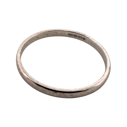 166 - Nine Carat White Gold Band Ring. Size O. 1g