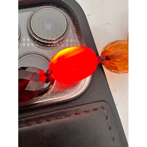2 - Faceted Amber and Cherry Amber Bead Necklace. 17