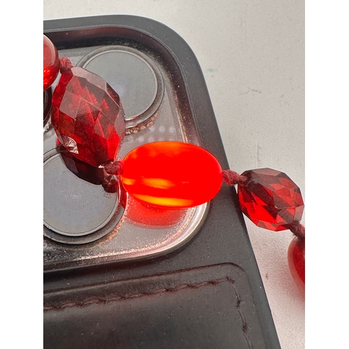 2 - Faceted Amber and Cherry Amber Bead Necklace. 17