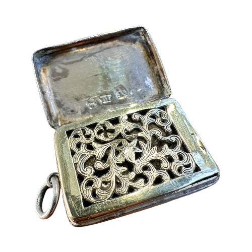 8 - George IV Silver Vinaigrette, Birmingham 1828 by Thomas Freeman. 9.96g Engraved Cartouche