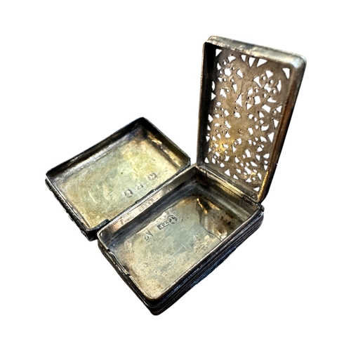 10 - George IV Silver Vinaigrette, Birmingham 1822 by Thomas Parker. 17g, Blank Cartouche.