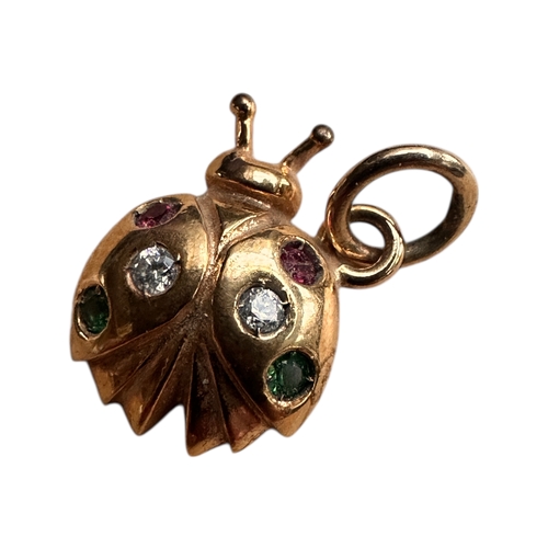 17 - Unmarked Yellow Metal Ladybird Charm. 1.93g...