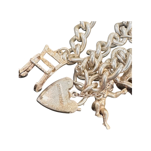 50 - Silver Charm Bracelet 45.8g...