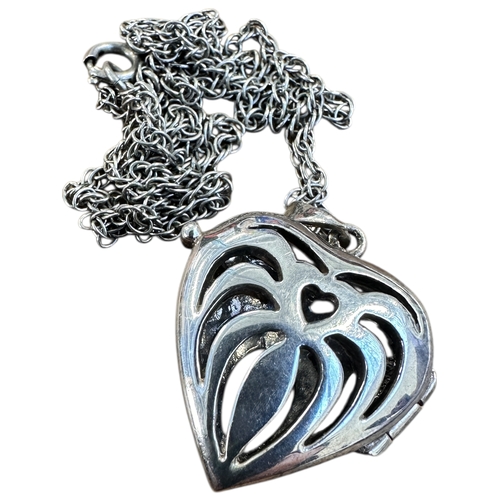 12 - Silver and Marcasite Locket Pendant Necklace on 22
