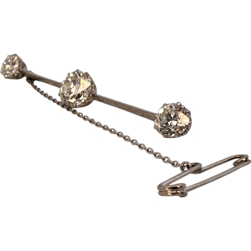 16 - Platinum & Diamond Bar Brooch. Approximately 3.8 Carats of Diamonds. 2.0ct Centre Diamond with 0.9ct...
