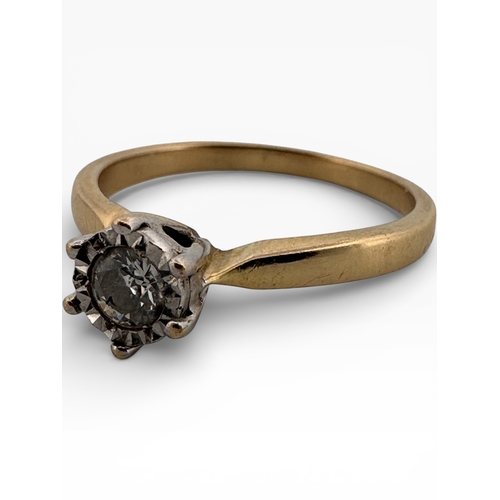 121 - Eighteen Carat Gold Diamond Solitaire Ring. Size T. 4.12g