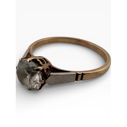 125 - Nine Carat Gold Ring set with Large White Stone. Size Q. 2.09g
