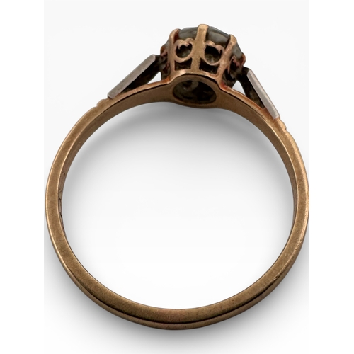 125 - Nine Carat Gold Ring set with Large White Stone. Size Q. 2.09g