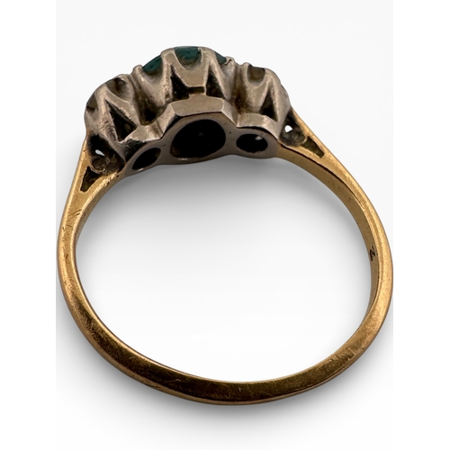 126 - Eighteen Carat Gold Ring set with Rubbed Blue Stone & Small Diamonds. Size K. 2.86g