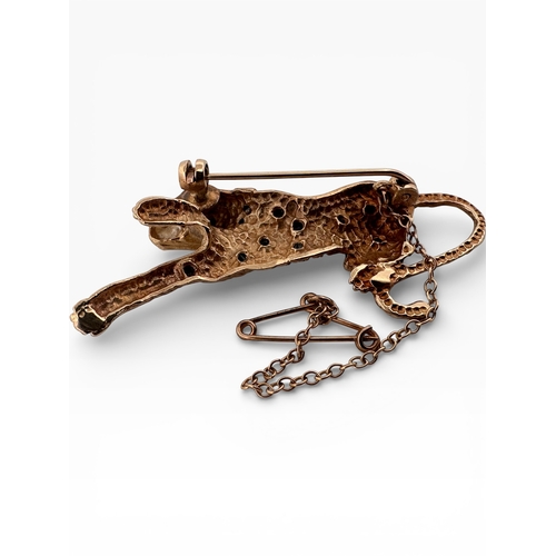 5 - Nine Carat Gold Leopard Brooch with Sapphire Spots & Ruby Eyes. 7.42g...