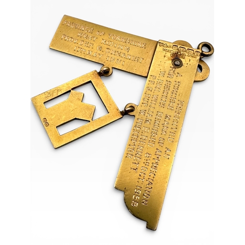 48 - Eighteen Carat Gold Masonic Jewel 14.15g . Ribbon & Strap 23g...