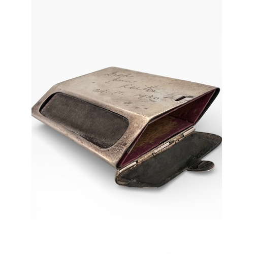 160 - Art Deco Silver Match Box Holder with Inscription. 39g