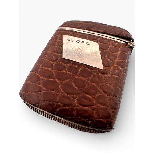 171 - Leather Bound Silver Vesta Case.  Birmingham 1899. 37g gross