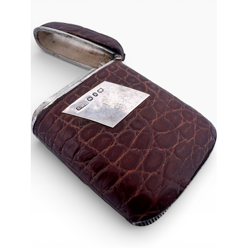 171 - Leather Bound Silver Vesta Case.  Birmingham 1899. 37g gross