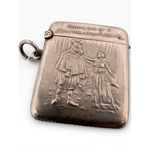 172 - 1905 Midsummer nights Dream, Adelphi Theatre Silver Vesta Case. Goldsmiths & Silversmiths Company. 1... 