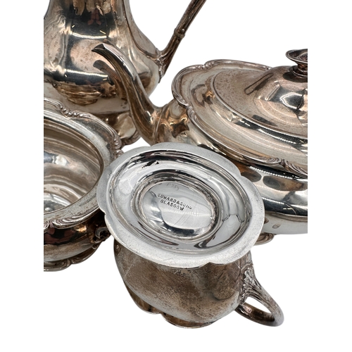 146 - Edward and Sons Glasgow. Hallmarked Silver Tea Service. 2060g