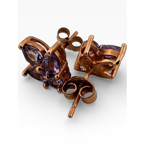29 - Pair of Nine Carat Gold and Tanzanite Earrings. 1.68g...