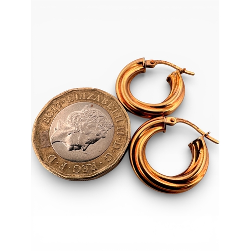 31 - Pair of Nine Carat Gold Hoop Earrings. 1.81g...