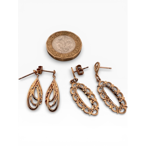 15 - Two Pairs of Nine Carat Gold Earrings. 3.43g...