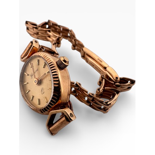 17 - Nine Carat Gold Case & Strap Ladies Watch Quartz, 10.6g gross...